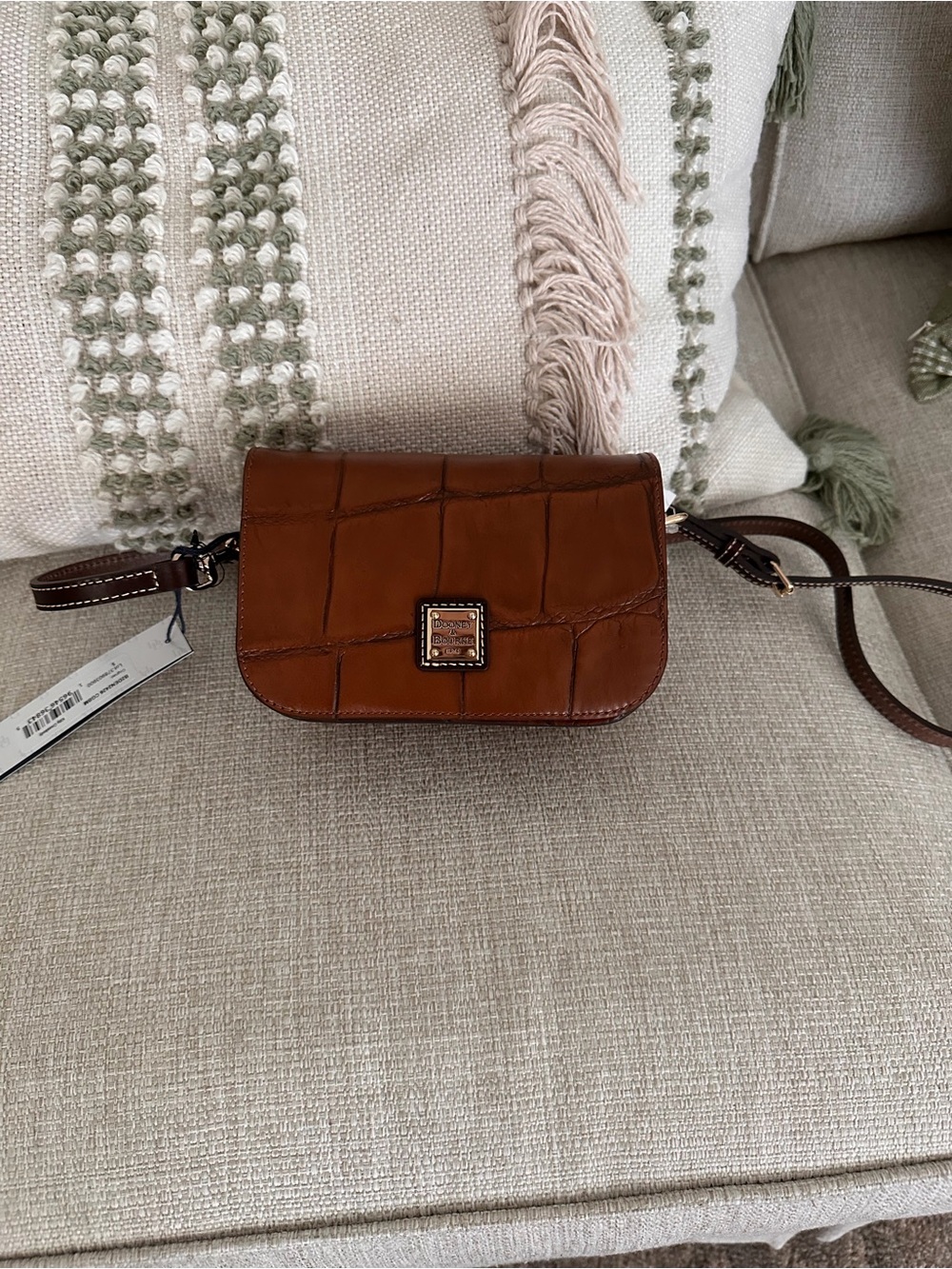 Dooney & Bourke Cognac Croc Embossed Leather Kitty Crossbody Bag NWT & Dustbag